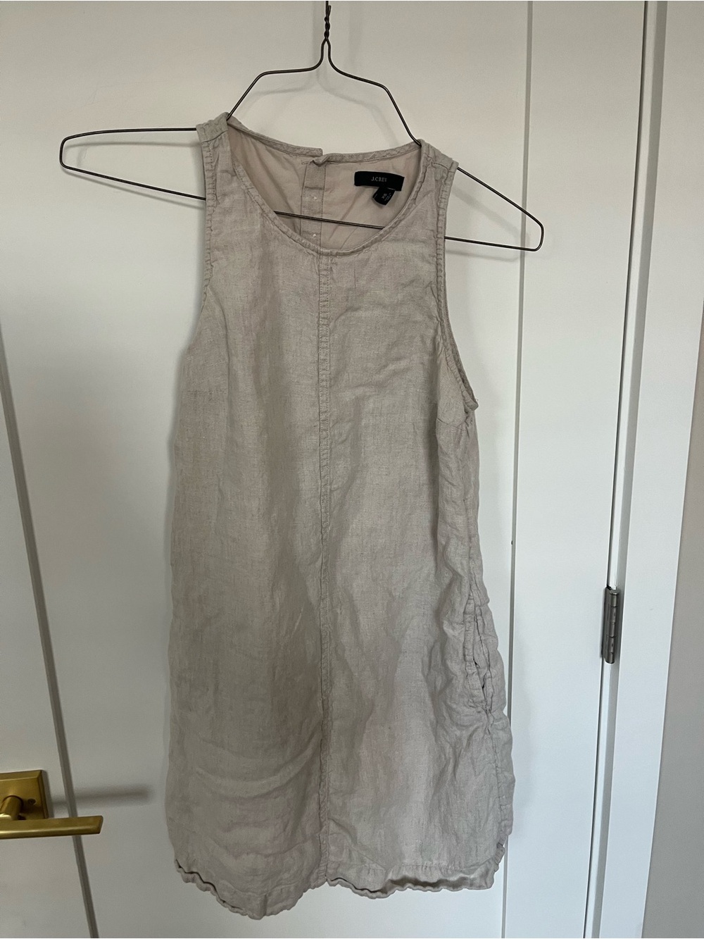 J. Crew Natural Linen Sleeveless Shift Dress